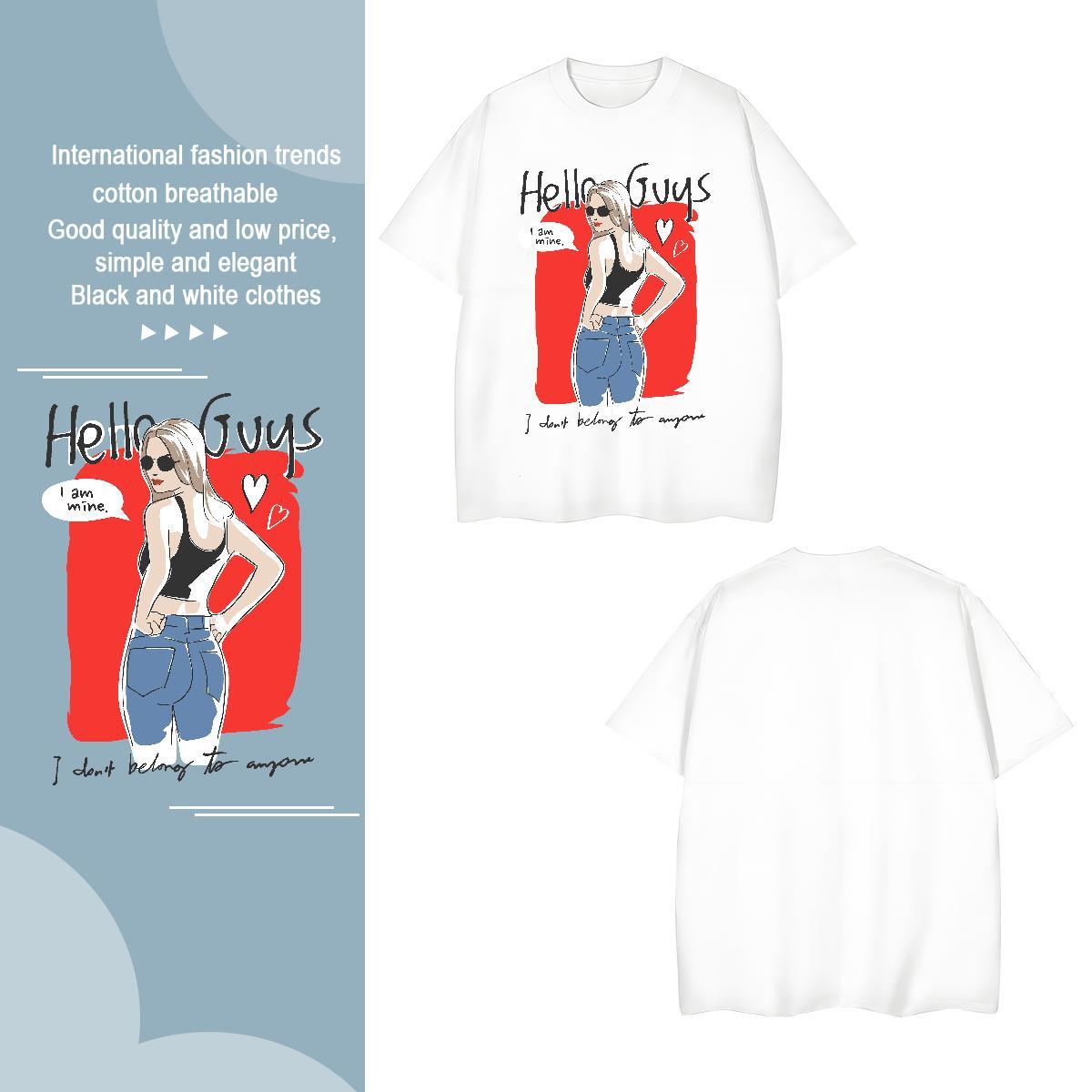 Man T Shirts 100% Cotton 230g character Daily Outfit Crew Neck Breathable Custom Cartoon Tshirts New Soft Top Tees