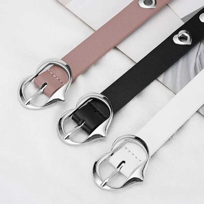 Children with fashionable heart-shaped buckle girls with thin straps cute boys with PU straps school supplies teenagers with straps W240807