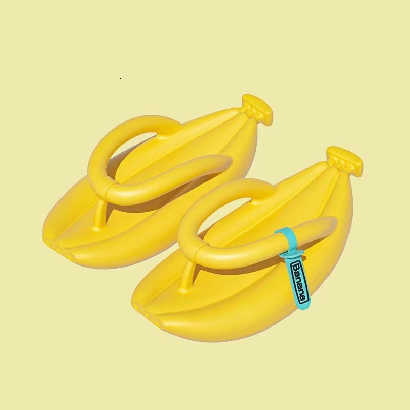 2023 Spring New Personalized Banana for Couples Indoor and Outdoor Beach Solid Color Flip flops Thick Bottom Slippers