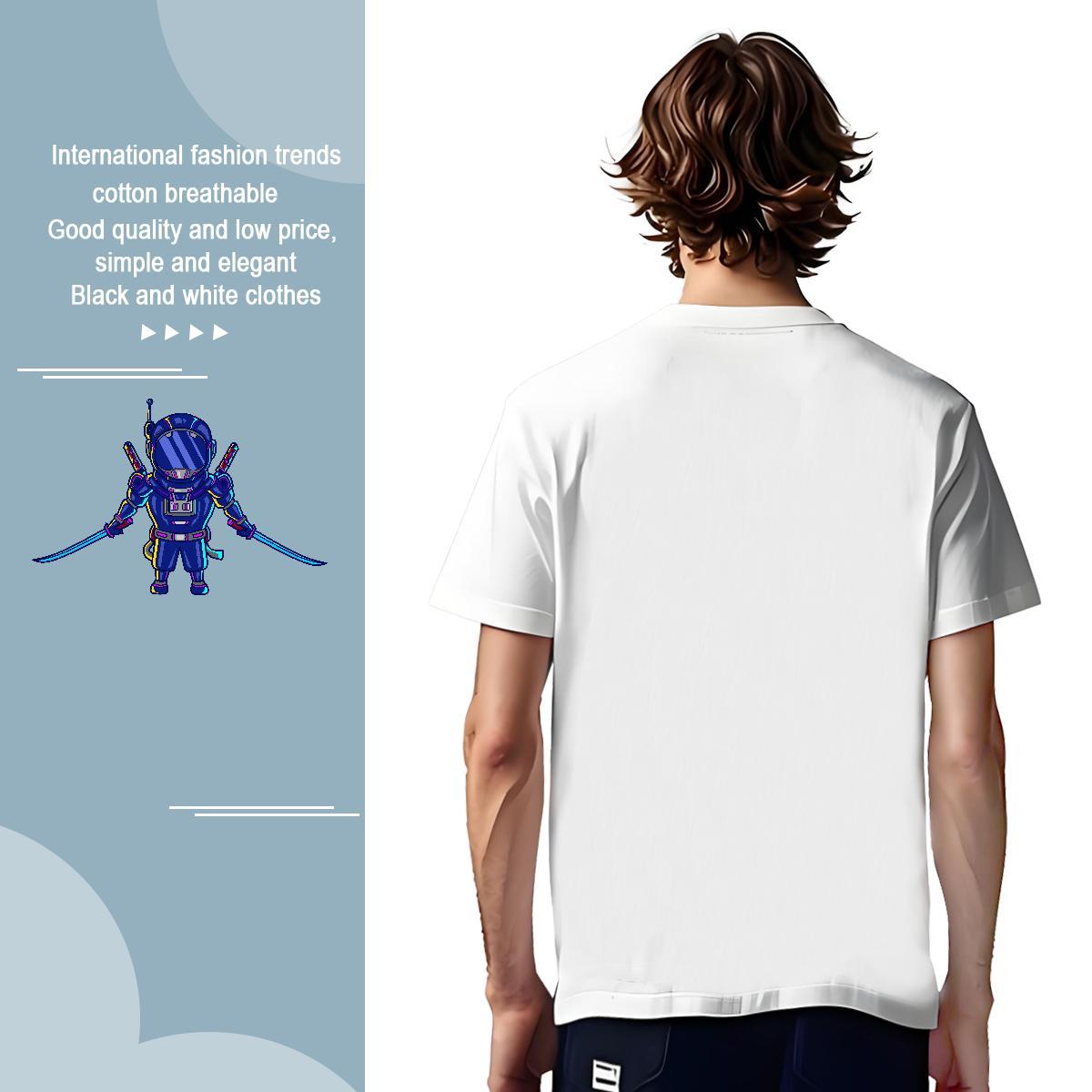 Comfortable robot T-Shirts for Men Casual Daily Wear Mens Tshirts 100% Cotton 230g DIY Pure Cotton Custom Print Oversized Tops Tees