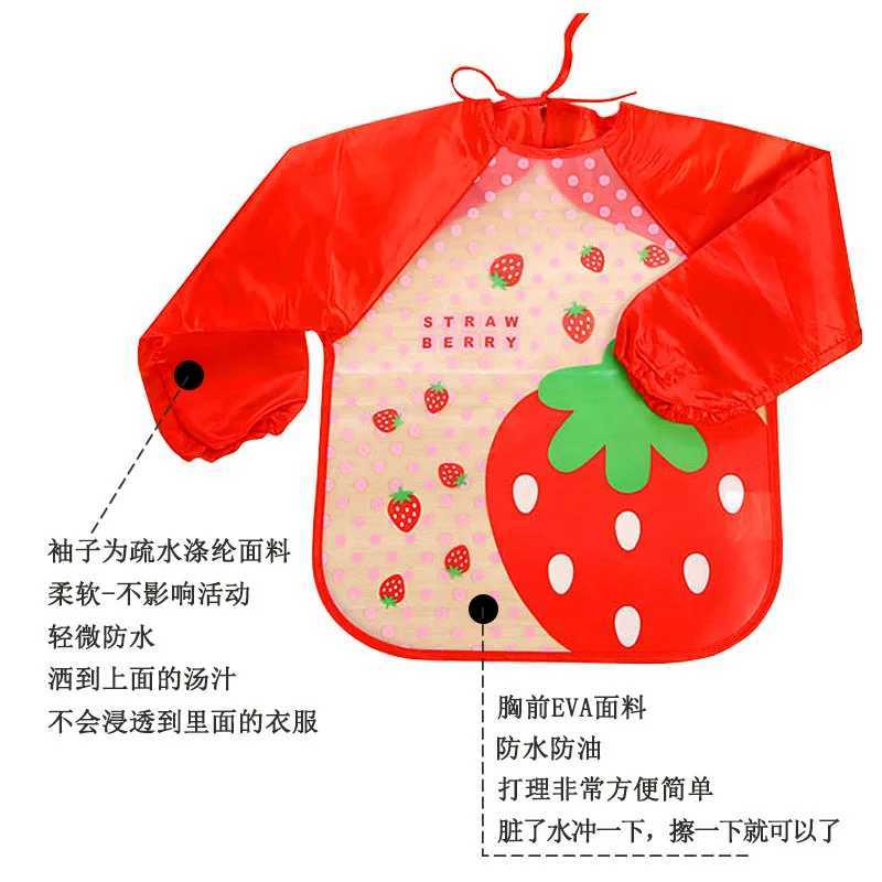 Bibs Burp Cloths Waterproof Baby Feeding Bibs Full Sleeved Apron Children Toddler Smock Burp Painting Drawing Eating Clothing for Kids 0-4 YearsL4812