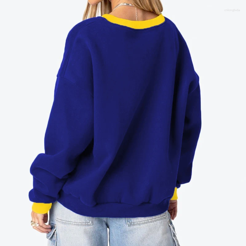 Women's Hoodies 2024 Italia Print Casual Retro Long Sleeve Blue Sweater Super Fire All-match Small Fresh Style Sweet Sweatshirt
