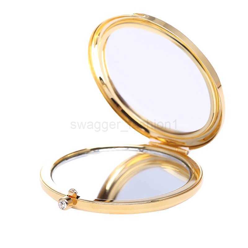 Cute Fashion Women Folding Pocket Mirror Round Compact Double-Sided Crystal Hollow Makeup Mirrors Espejos De Bolsillo MujerXJ240813