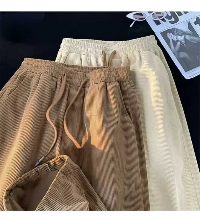 Spring Autumn Casual Pants for Men Loose Corduroy Pants Men Casual Pants Korean Wide Leg Pants Jogger PantsXJ240813