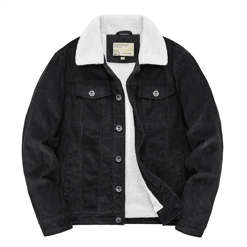 Male Thermal Windbreaker Plus Size Mens Warm Winter Corduroy Jackets and Coats Fur Collar Casual Jacket Outwear Clothes 240812