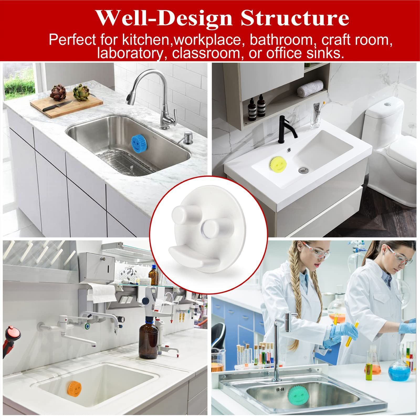 Holder Smiling Face Sponge Fixed Bracket Device Suction Cup Sink Kitchen Storage Box Caddy