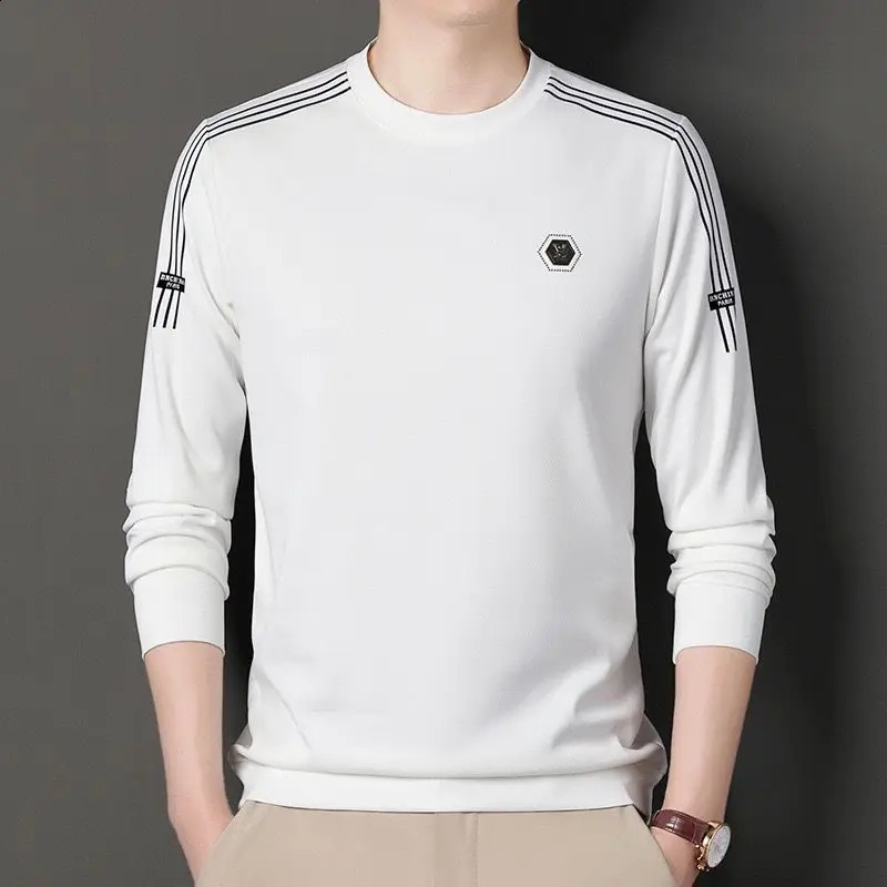 Autumn Winter Oversized Loose Casual Long Sleeve Tee Homme Fashion All-match Pullover Sweatshirt Male Tops Men Patchwork T-shirt 240812