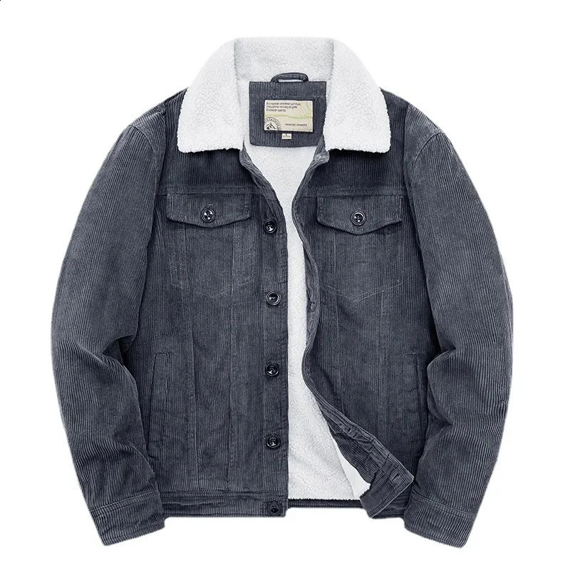 Male Thermal Windbreaker Plus Size Mens Warm Winter Corduroy Jackets and Coats Fur Collar Casual Jacket Outwear Clothes 240812
