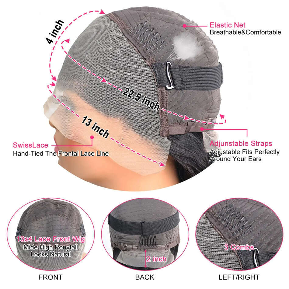 220% 13X6 HD Body Wave Front Remy Brazilian Frontal Wig Ready To Wear 4X4 13X4 Lace Closure High Density Wigs For Women