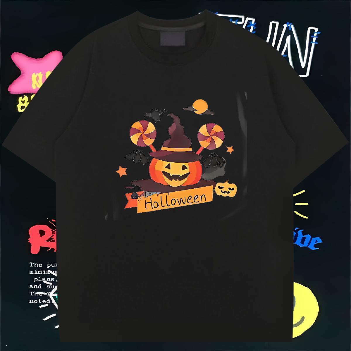 T-Shirts for Men 230g Cotton pumpkin Casual Daily Wear Breathable Short Sleeve Custom Printing Couples T Shirts 2024 Designer Cool Polos
