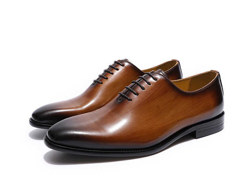 CMM High End Leather Shoes Mens Cowhide Gray Brown Handmade Mens Shoes Mens Wedding Banquet Business Dress Shoes