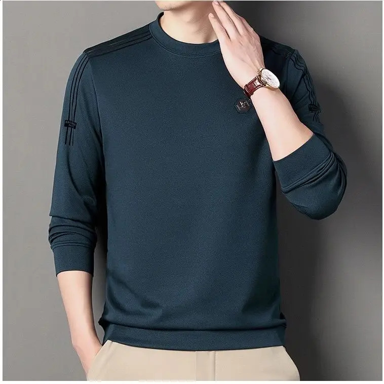 Autumn Winter Oversized Loose Casual Long Sleeve Tee Homme Fashion All-match Pullover Sweatshirt Male Tops Men Patchwork T-shirt 240812