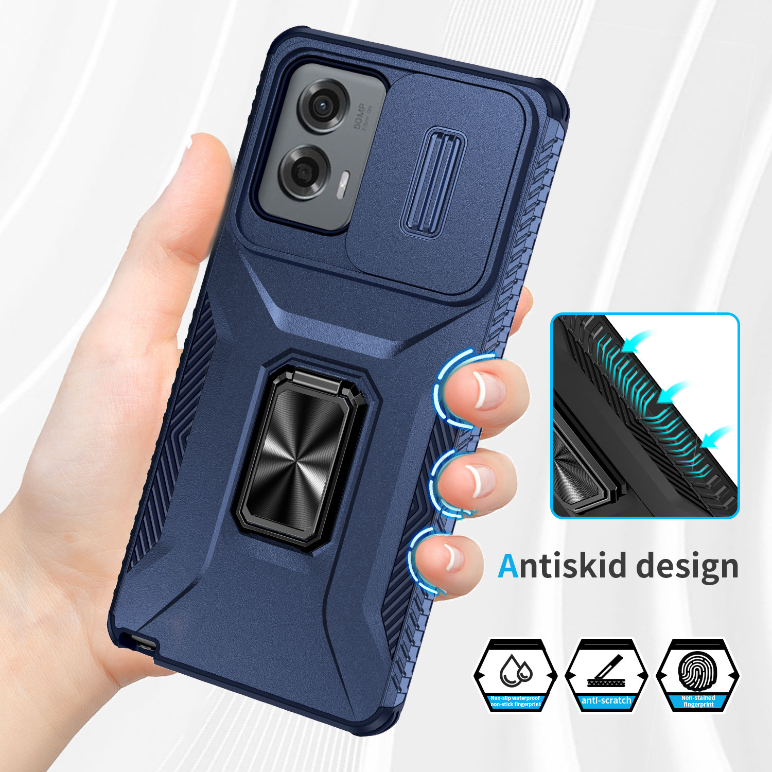 Reaper Military Grade Rugged Armor Cases Slide Camera Protection Ring Stand Shockproof Cover For MOTO Edge G 5G 2024 Power Play Stylus G22 Google Pixe