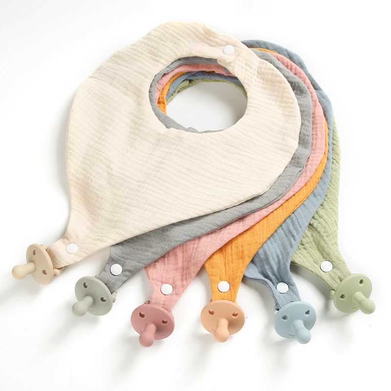 Bibs Burp Cloths 2Pcs/Set Baby Bibs Cotton Absorbent SoftSilicone Bandana Drool Bibs Pacifier BPA Free Newborn Boy Girls Feeding Saliva TowelL4812