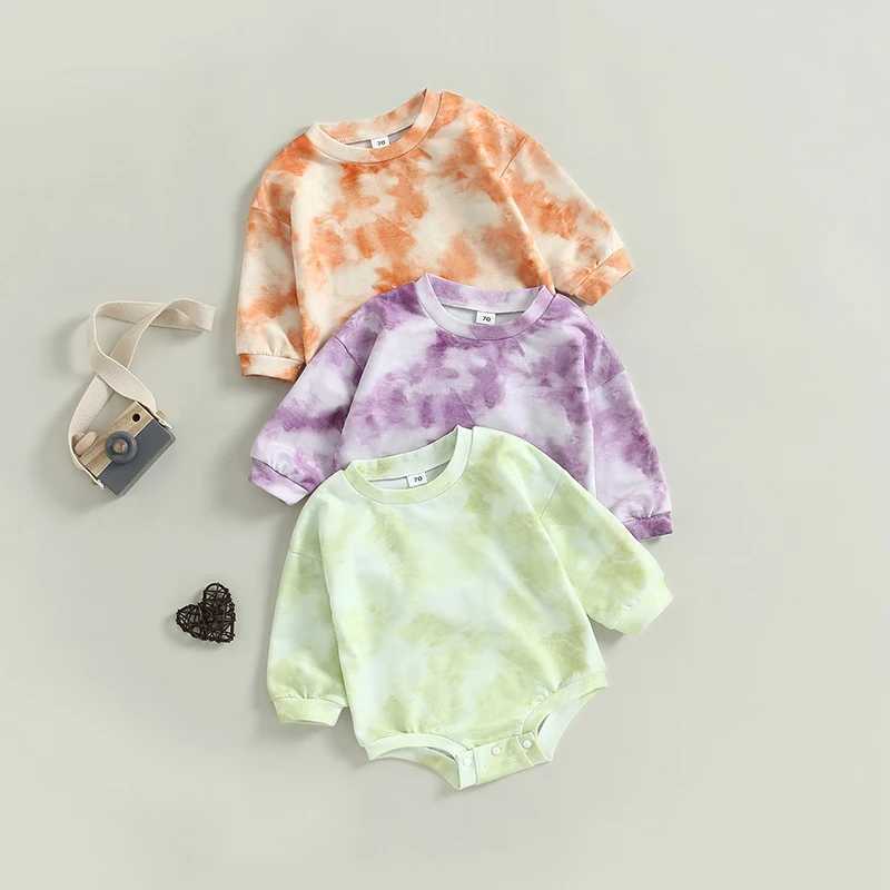Autumn and Spring Baby Girls Boys Sportswear Hoodie Long Sleeve Tie Dye Printed Button Hoodie Fashion Baby Newborn Clothing W240812