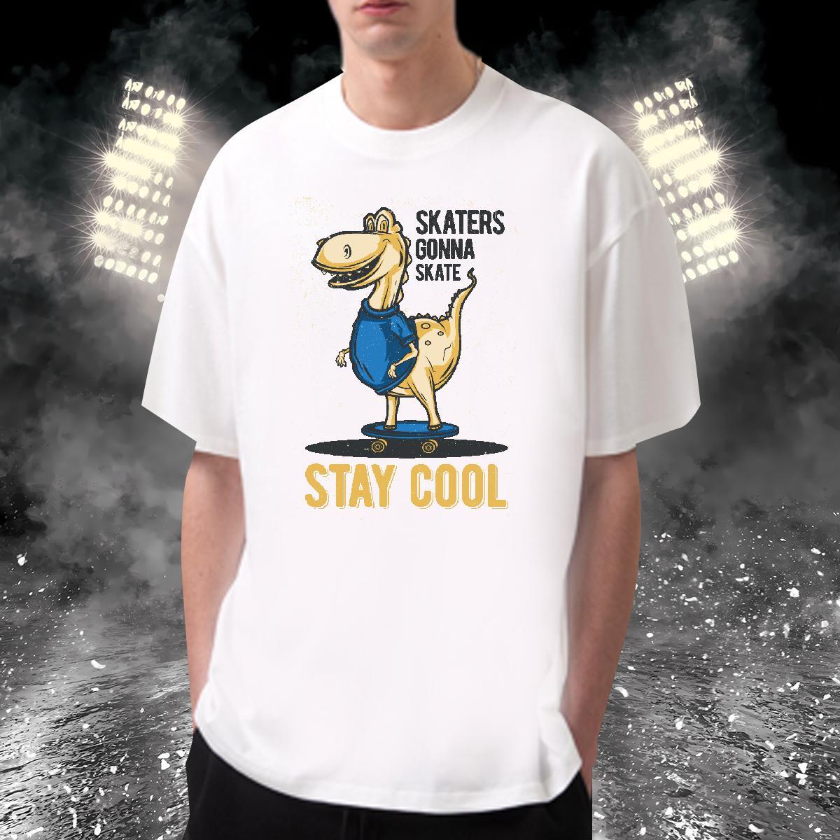 Fashion Design Men Clothes T-Shirt dinosaur Casual Beach 100% Cotton 230g Top Tees Breathable Short Sleeve Free Shipping T shirt DIY Logo Oversized