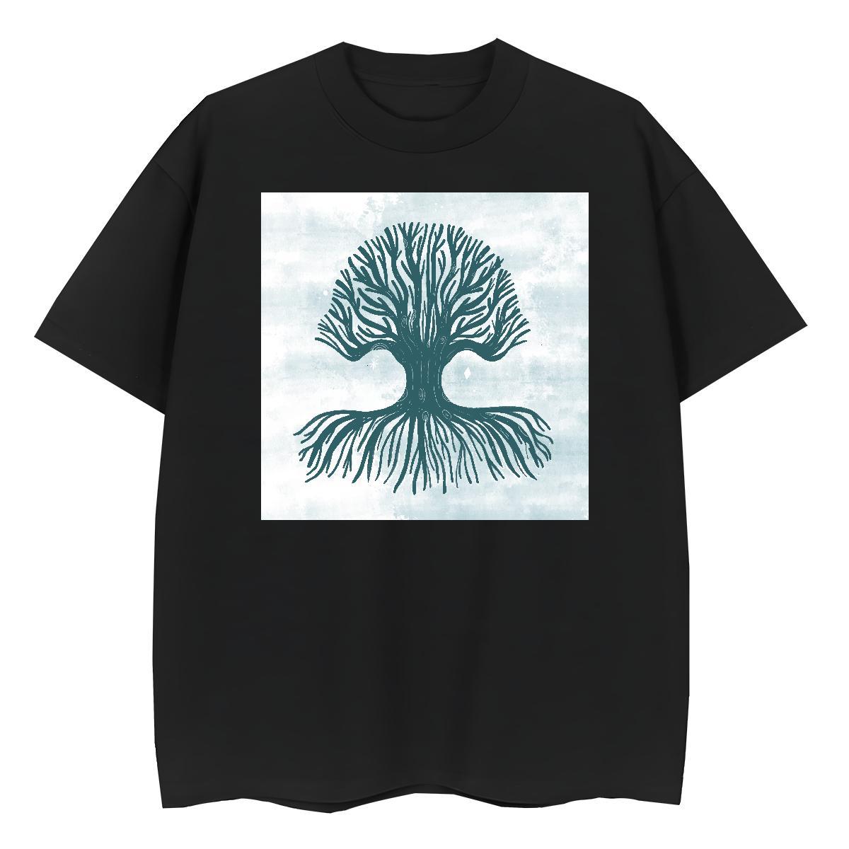 Cool Men Tees Casual Beach 230g 100% Cotton Cartoon Printing L-4XL Breathable Crew Neck tree Men T Shirts DIY Tee Shirt