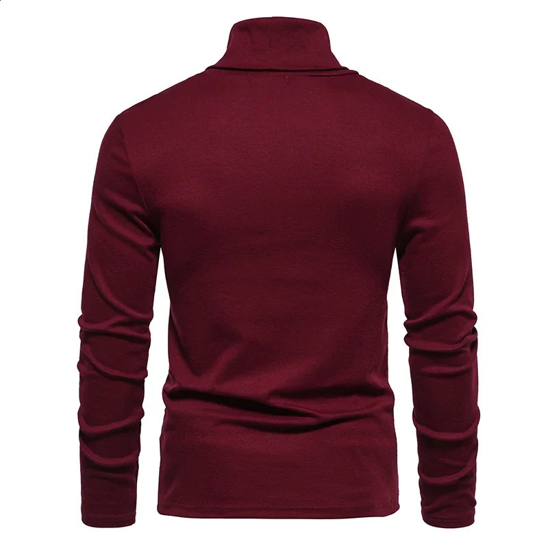 Mens ultrathin solid color turtle neck sweater winter warm knit classic casual bottom 240812
