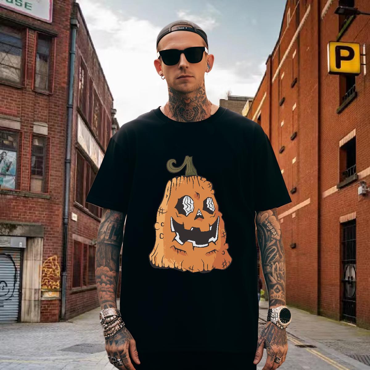 Popular T shirt pumpkin Breathable Short Sleeve Daily Wear Oversized 4XL 230g 100% Cotton Men Tshirts Fashion Casual Clothings