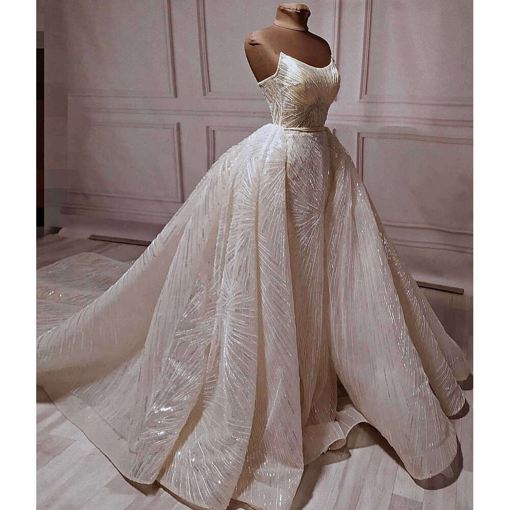 Mermaid Princess Gown Wedding Dresses Sequined Lace Sweep Train Bridal Gowns Big Vestidos De Novia Custom Size Colour S 6660311