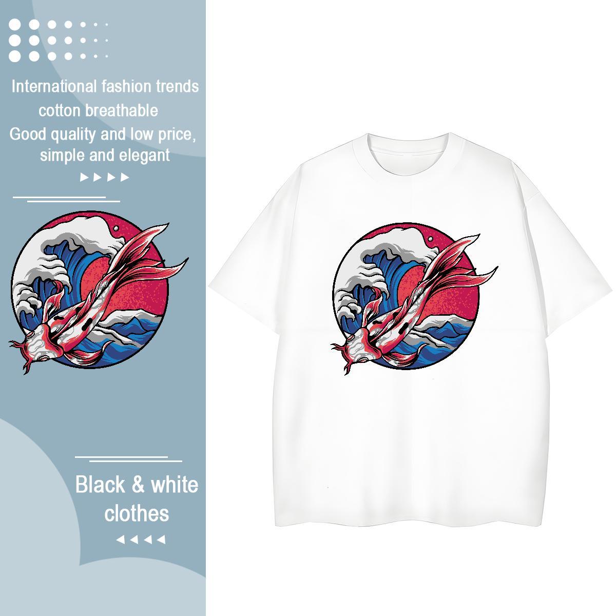 Loose T Shirts Men Breathable Crew Neck Casual Daily Wear Cartoon Print 230g Cotton Mens Tshirts Stylist Tops