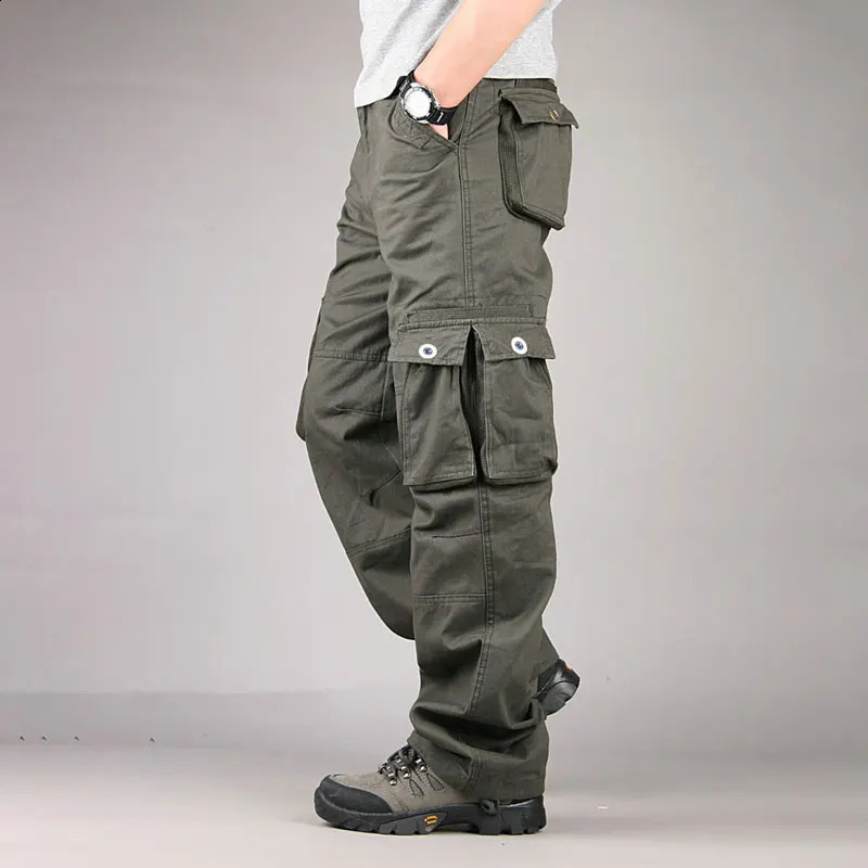 Spring and autumn mens cargo pants cotton casual multi pocket Pantalon fashion tactical 240812