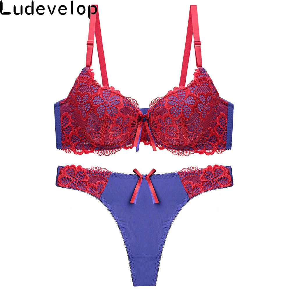 Good Quality Sexy Brassiere Embroidered Underwear Set ABC Cup Women Bra Set Push Up Lace Bra Thong Sets 240812