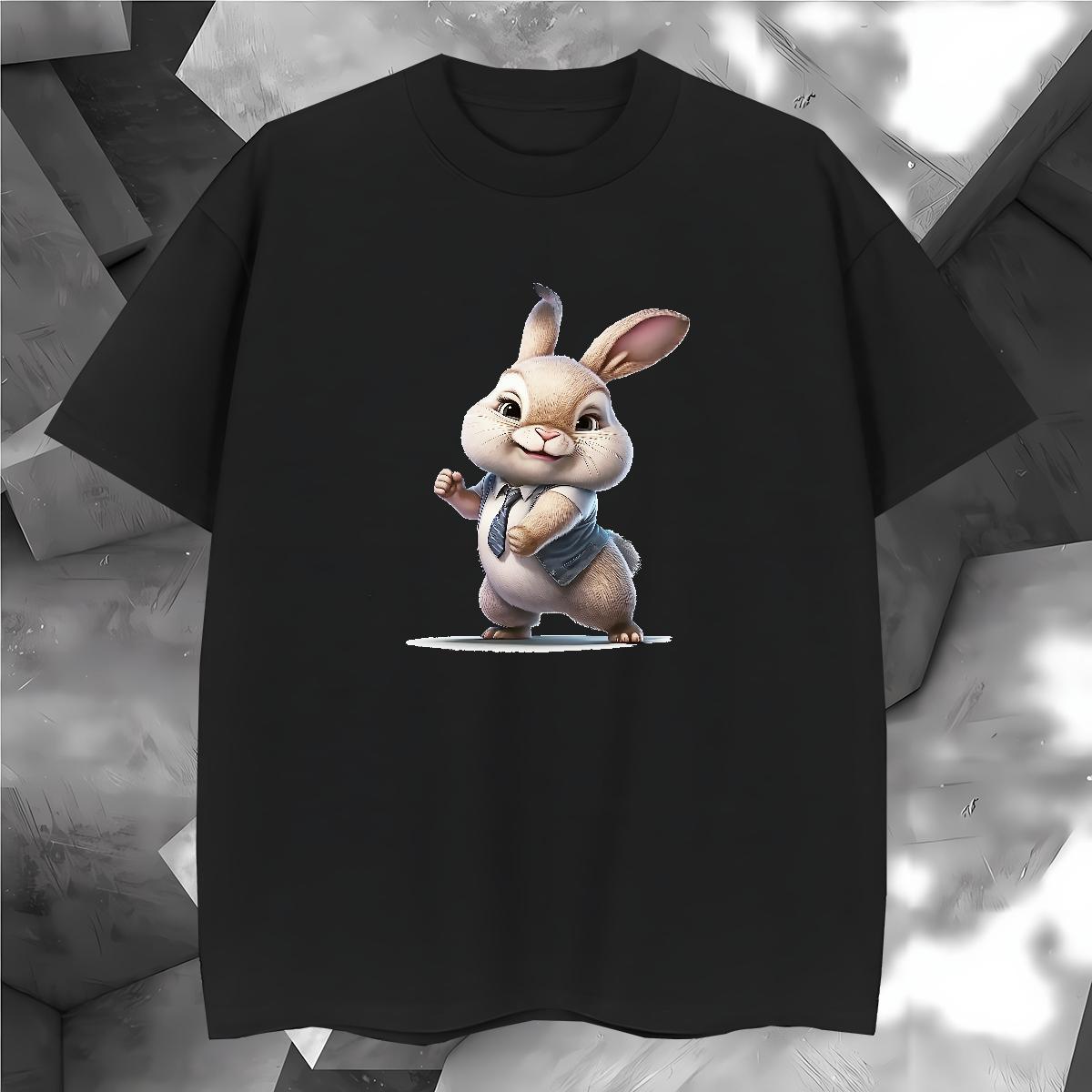 Brand T Shirts Men rabbit O-Neck Short Sleeve Beach Custom Print Oversized 100% Cotton 230g Men Tshirts Classic Clothings
