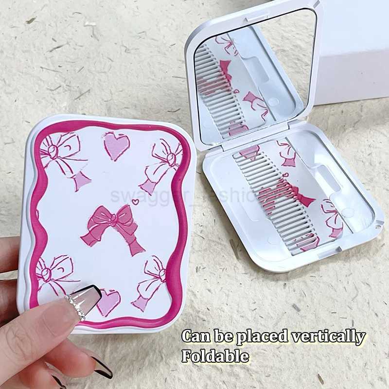Colorful Butterfly Flip-Top Folding Makeup Mirror Portable Pocket Mirror Women Rectangle Cosmetic Make Up Mirror With CombXJ240813