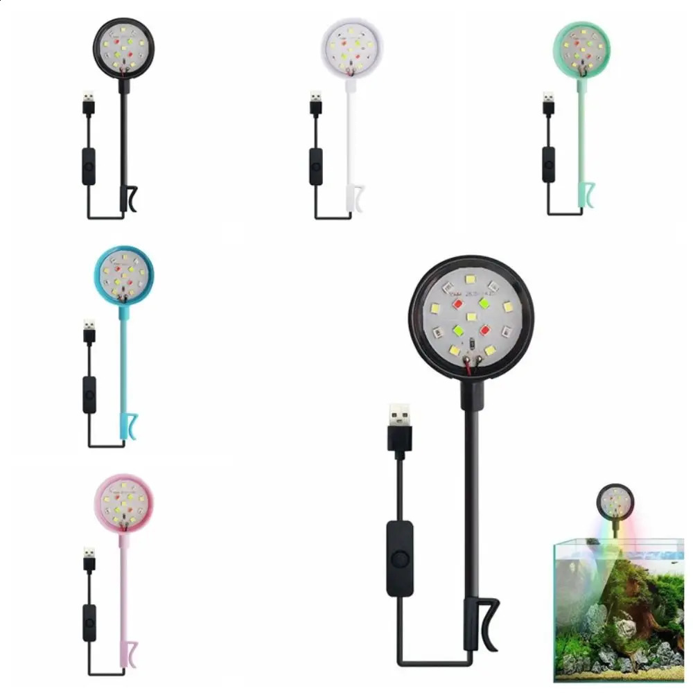 USB-Plug Aquarium Lamp LED with Clip Aquarium Plant Light Colored Lights Energy Saving Fish Tank Lamp Fishbowl 240812