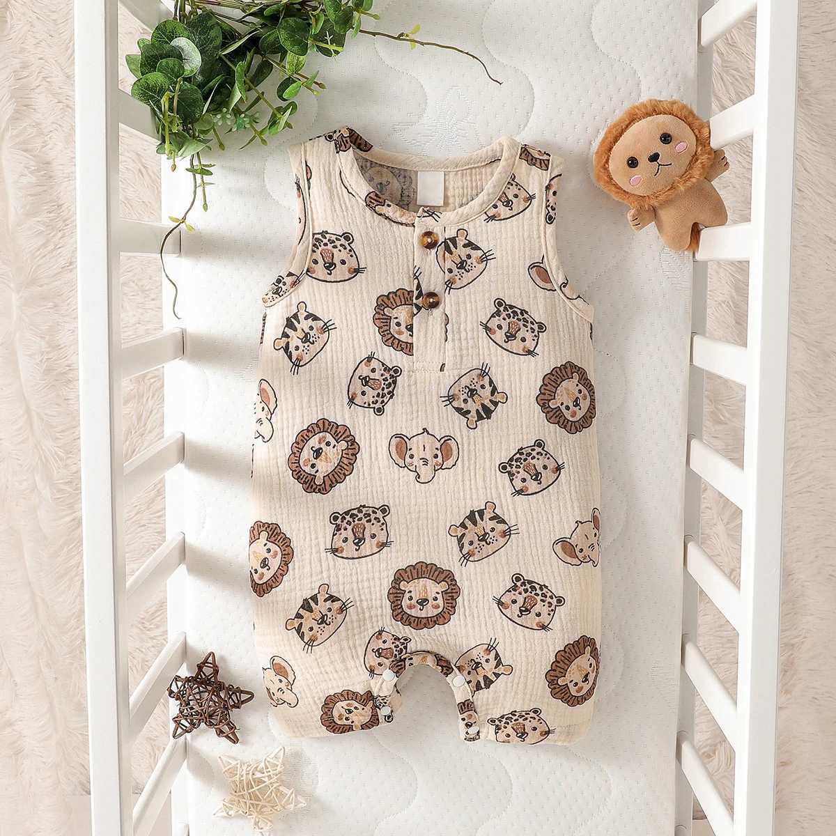 Cute cartoon animal pattern jumpsuit for summer casual wear W240812