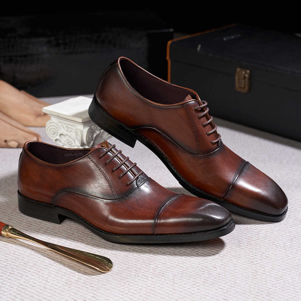 CMM New Leather Shoes Mens Top Layer Cowhide Business Formal Mens Shoes British Classic Three Joint Office Party Shoes Men
