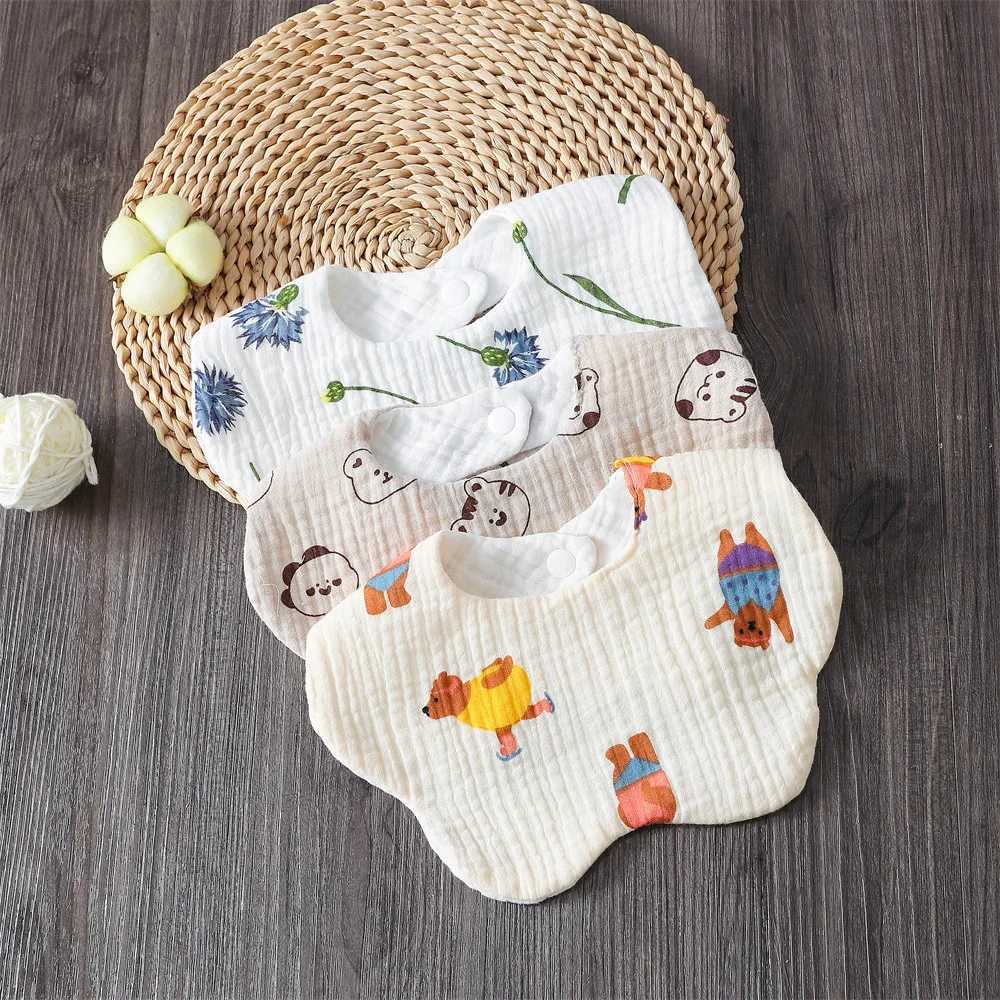 Bibs Burp Cloths Cotton Gauze Print Baby Bibs New Wave Absorbent Saliva Towel Newborn Burp Cloths Bandana Scarf for Boys Girls Feeding Drool BibL4812