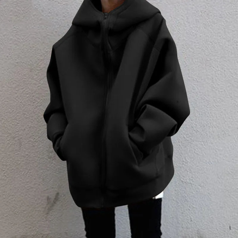 spring large size casual hooded sweater 8XL 7XL 6XL womens fashion zipper pocket fleece hooded sweater 240812