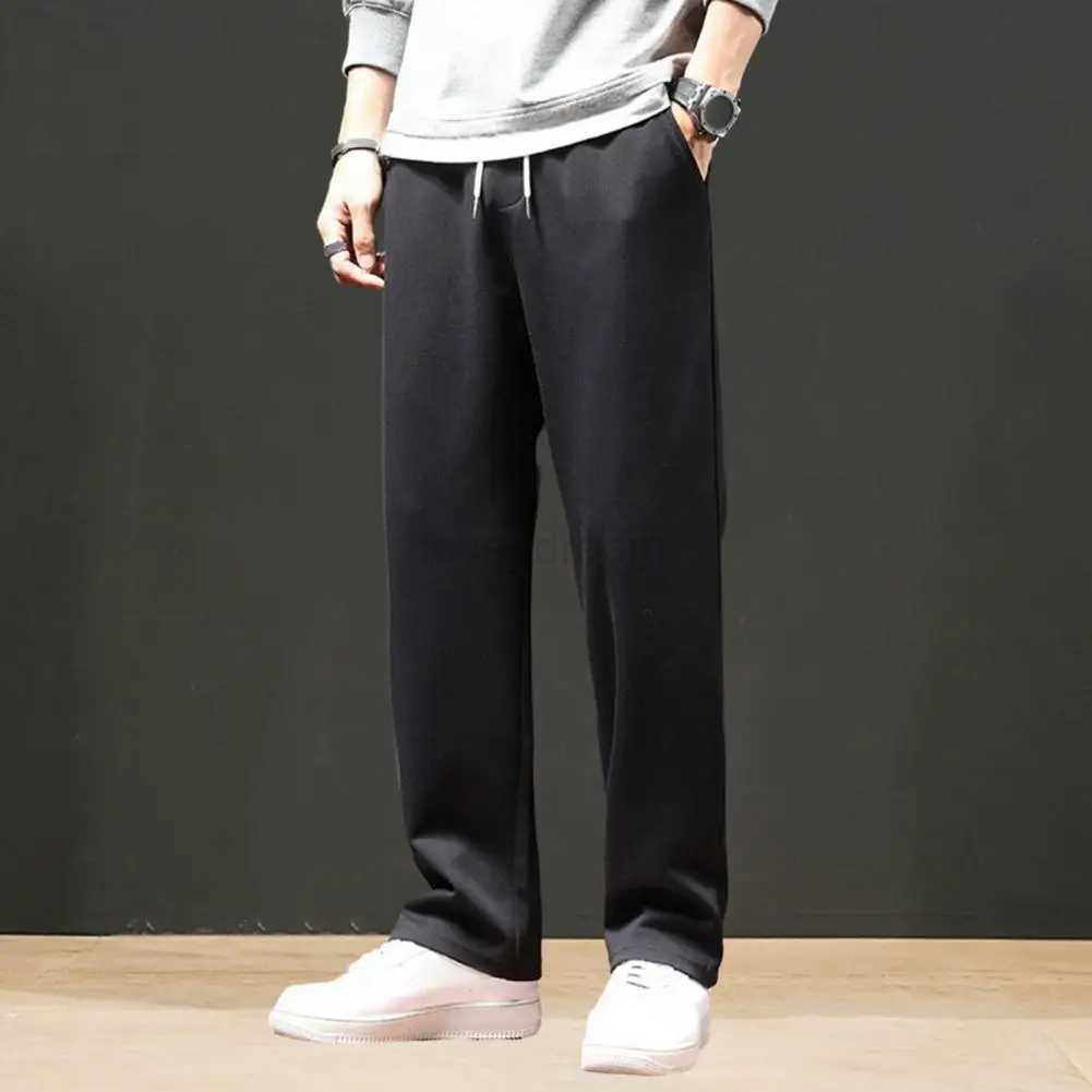 Straight Track Trousers Mens Autumn Casual Jogger Pants Loose Wide Leg Sweatpants with Drawstring Elastic Waist for FashionableXJ240813
