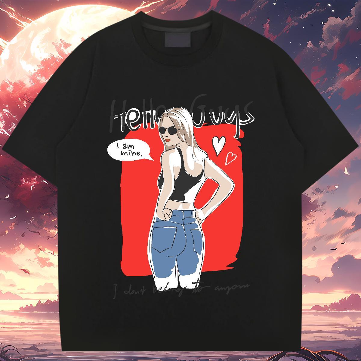 T-Shirts for Men 230g Pure Cotton person Anime Printing Street Breathable Crew Neck Plus Size Cartoon Men Tshirts Classic Cool Design Clothes