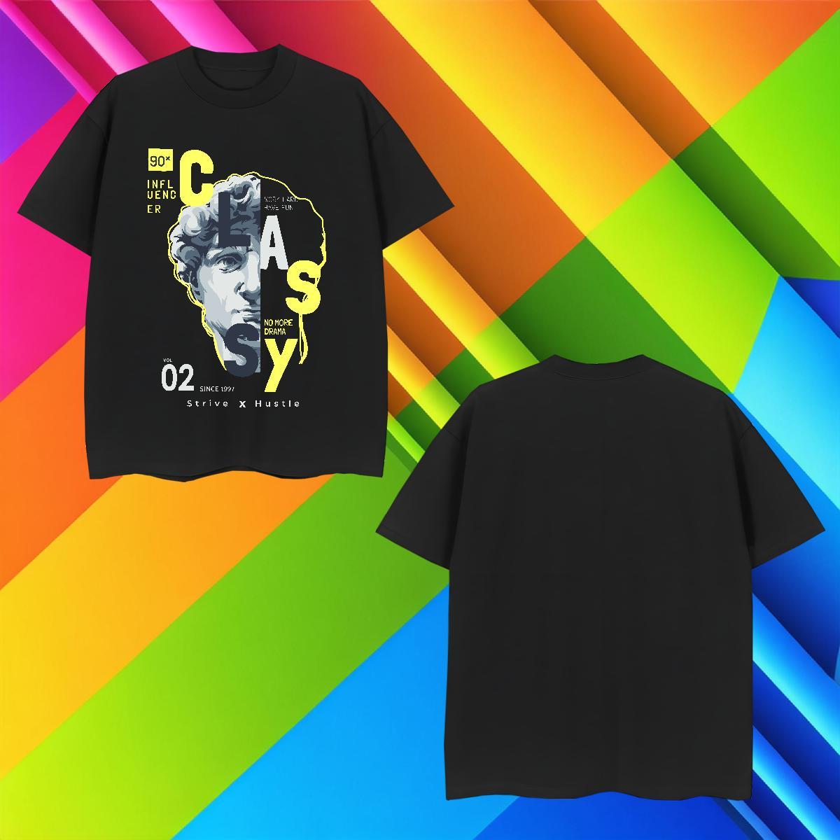 T-Shirts for Men 230g 100% Cotton portrait High Street Hip Hop Breathable Short Sleeve Customized Print Men Clothes T-Shirt Fashion New Popular Top Te