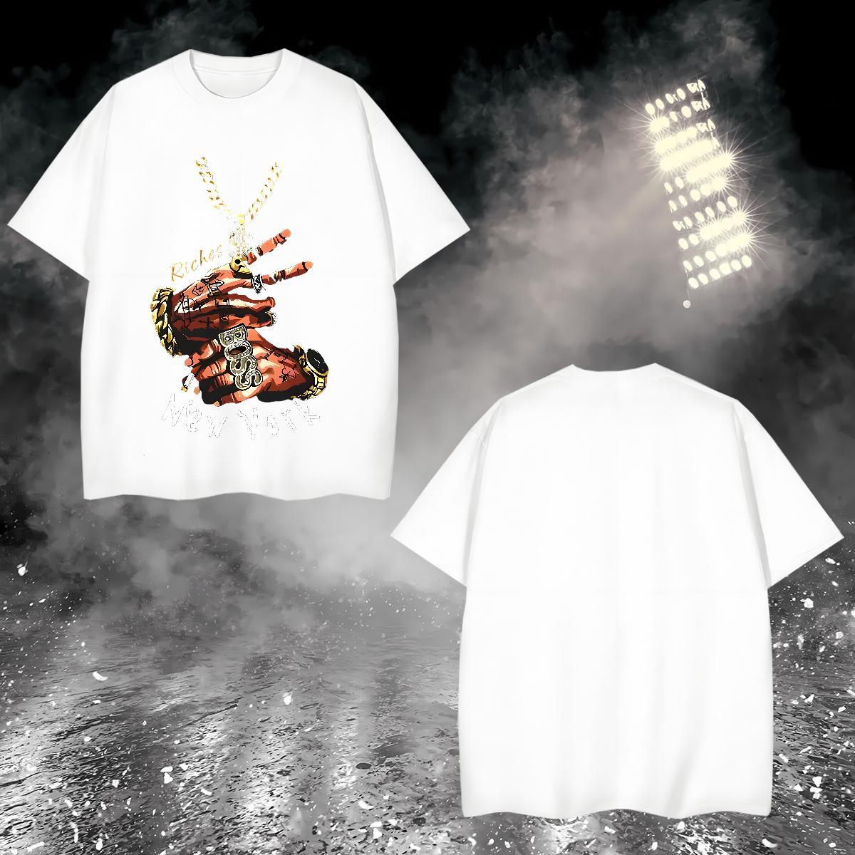T Shirt For Man 230g 100% Cotton hands Daily Wear Breathable Soft Floral Print Men Tees Fashion Casual Popular Clothings