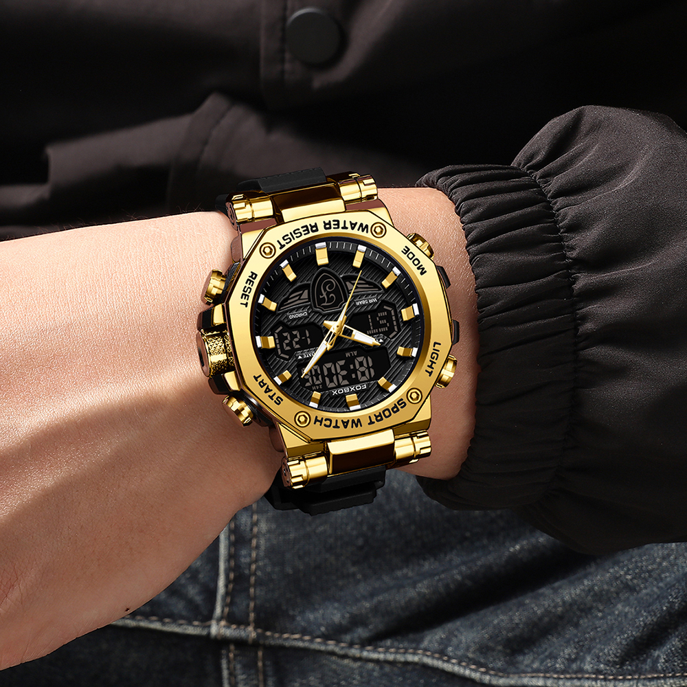 LIGE 2024 new sports waterproof electronic watch men's multifunctional dual display fashionable casual youth electronic watch Watch for teenagers