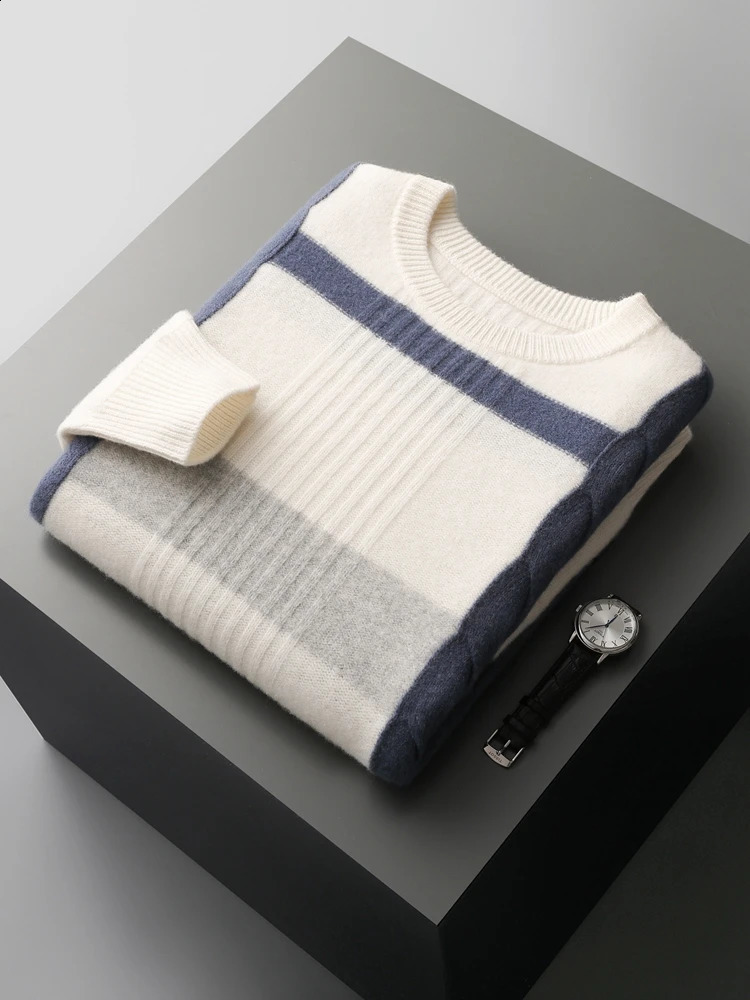 Thick Twisted Comparison 100% Merino Wool Sweater Mens OCollar Pullover Knitted AutumnWinter Casual Loose Large Jacket Top 240812