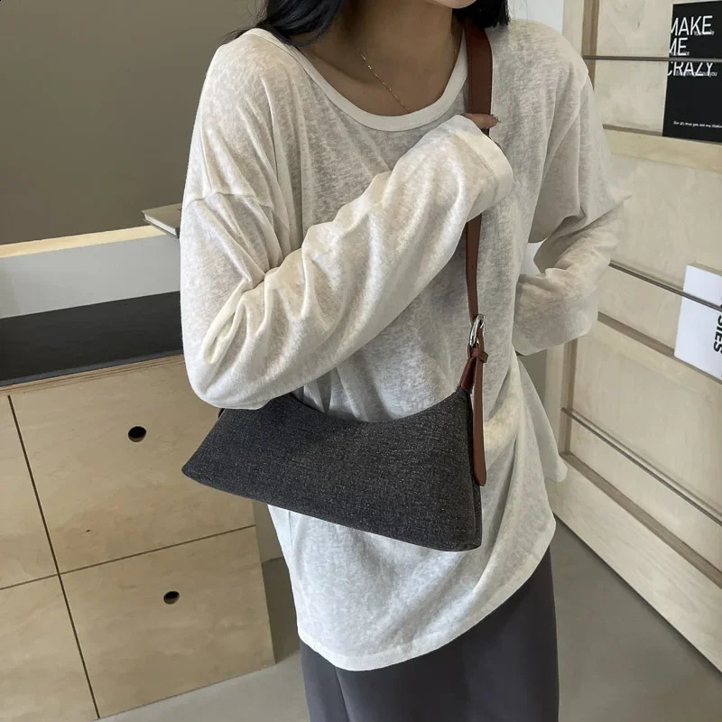 Simple Clotch Underarm Purse Women Bag Chain Handbag Tote Female Retro Blue Denim Crossbody Shoulder bolsa feminina 240812