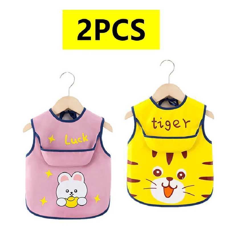 Bibs Burp Cloths 2PCS/1PCS Eating Feeding Smock Baby Toddler Apron Bibs Waterproof Adjustable Size Girls Boys Newborn Stuff 1-4 YearsL4812