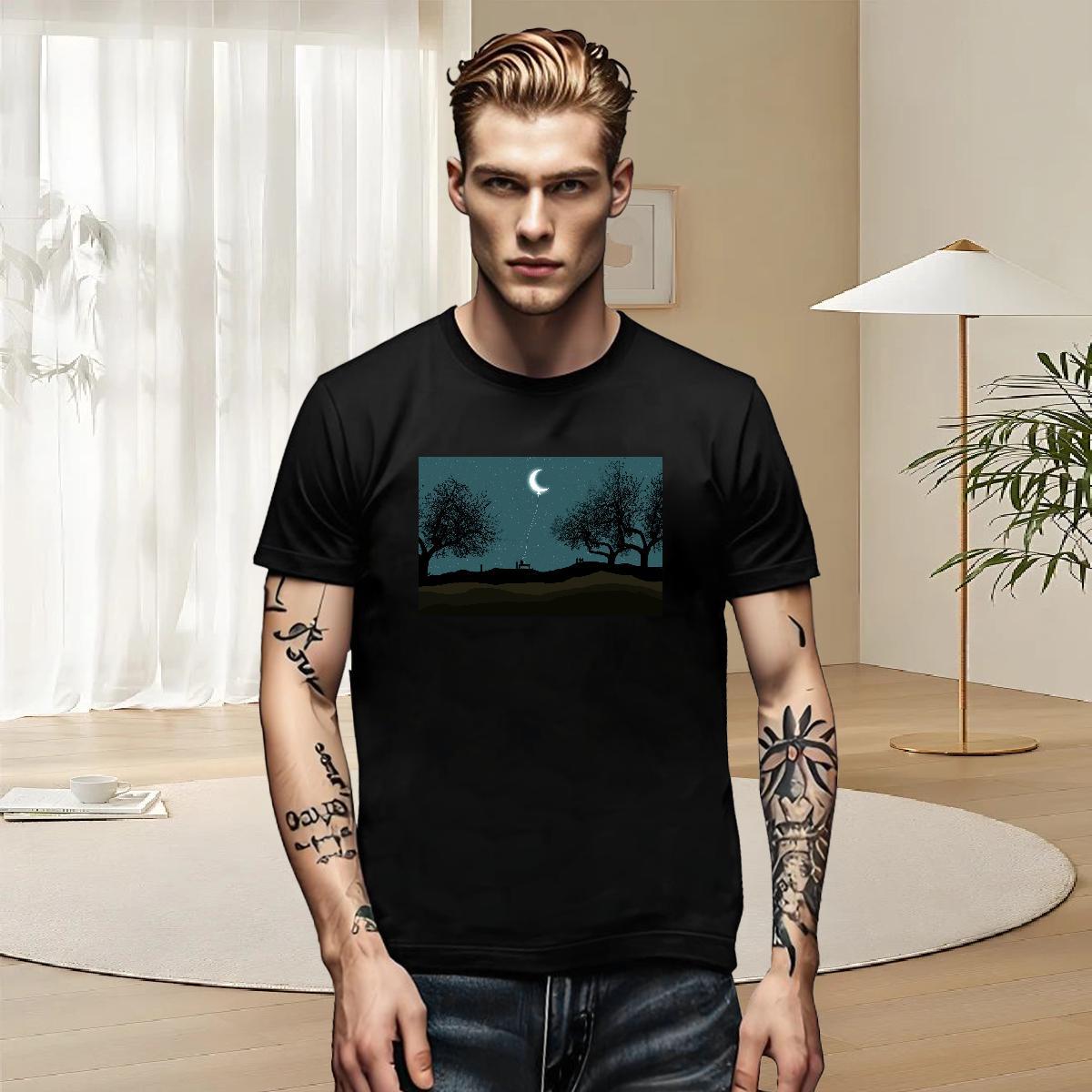 Loose Fit Men Tops Tees Daily Wear 230g Cotton DIY Printed Breathable Crew Neck tree Men T Shirts Casual New Tshirts