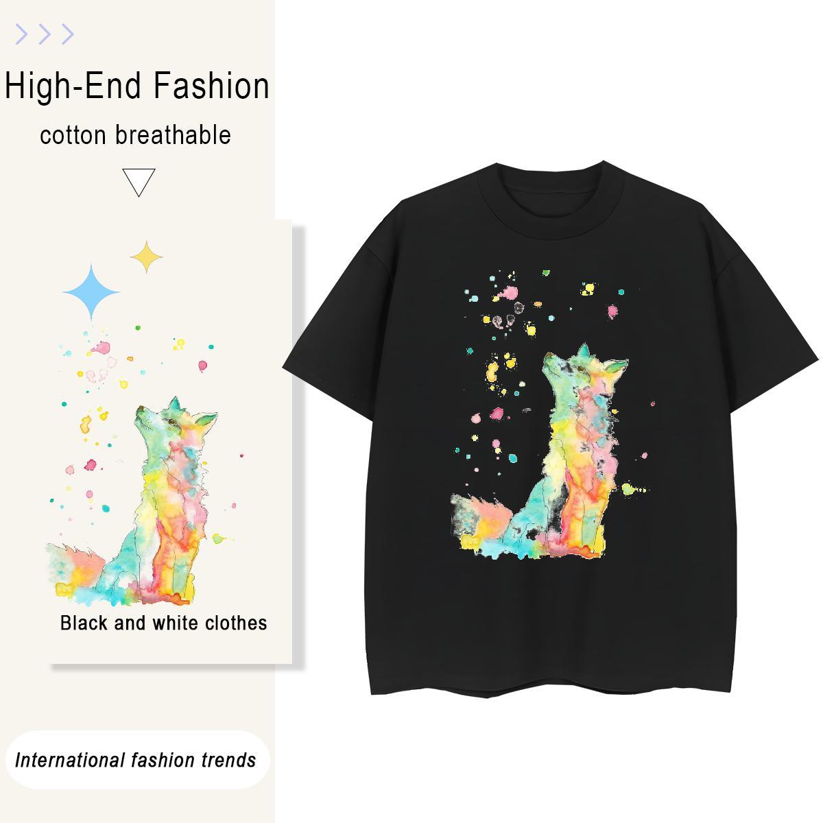 Soft Men Tshirts Beach 230g Cotton Customized Crew Neck Breathable wolf Men T Shirts Brand Clothes