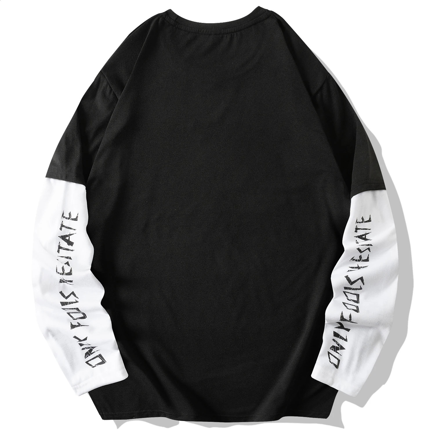 Fashion Men 2 In 1 Patchwork T-Shirt Casual Long Sleeve Tshirts Hip Hop Tee Clothes Streetwear Man Letter Print T Shirt 240812