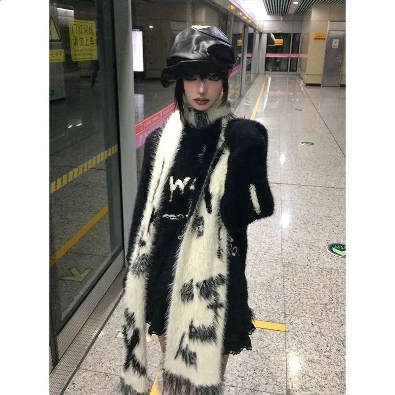 Deeptown Y2k Gothic Black Women Sweater Japanese Harajuku Fashion Knit Pullovers Loose Autumn Vintage Punk Letter Grunge Jumper 240812