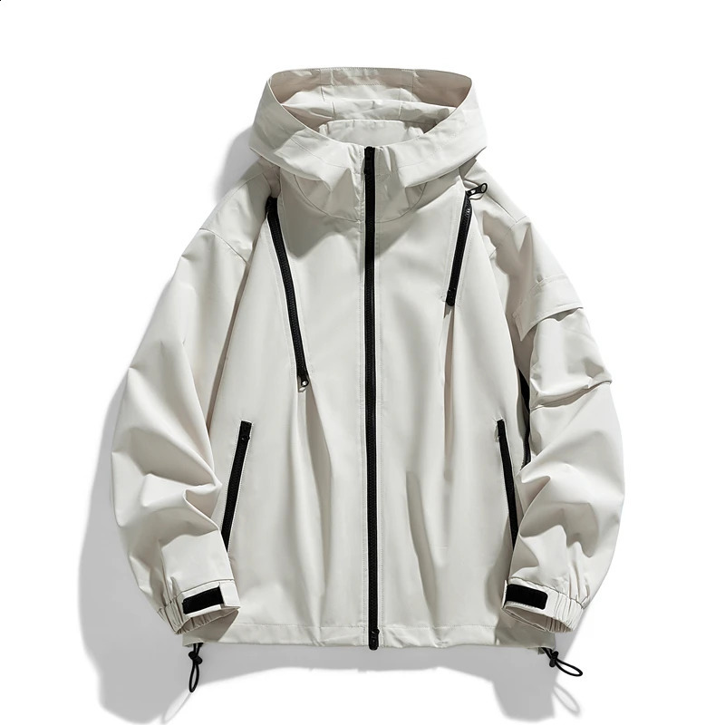 Men Jacket Coat Black Windbreaker Trench Plus Size 2024 Oversize Pockets Spring Autumn Hooded Casual Male Thin Softshell Loose 240812