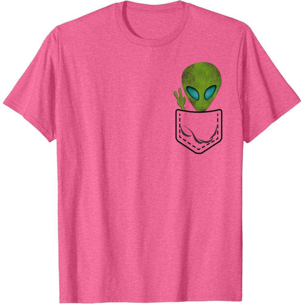 T shirt for Mens Alien Pocket Cool Funny Cute Peace UFO Gift T-Shirt Shirts Tshirt Graphic Tee Casual Tops Clothes Short sleeve