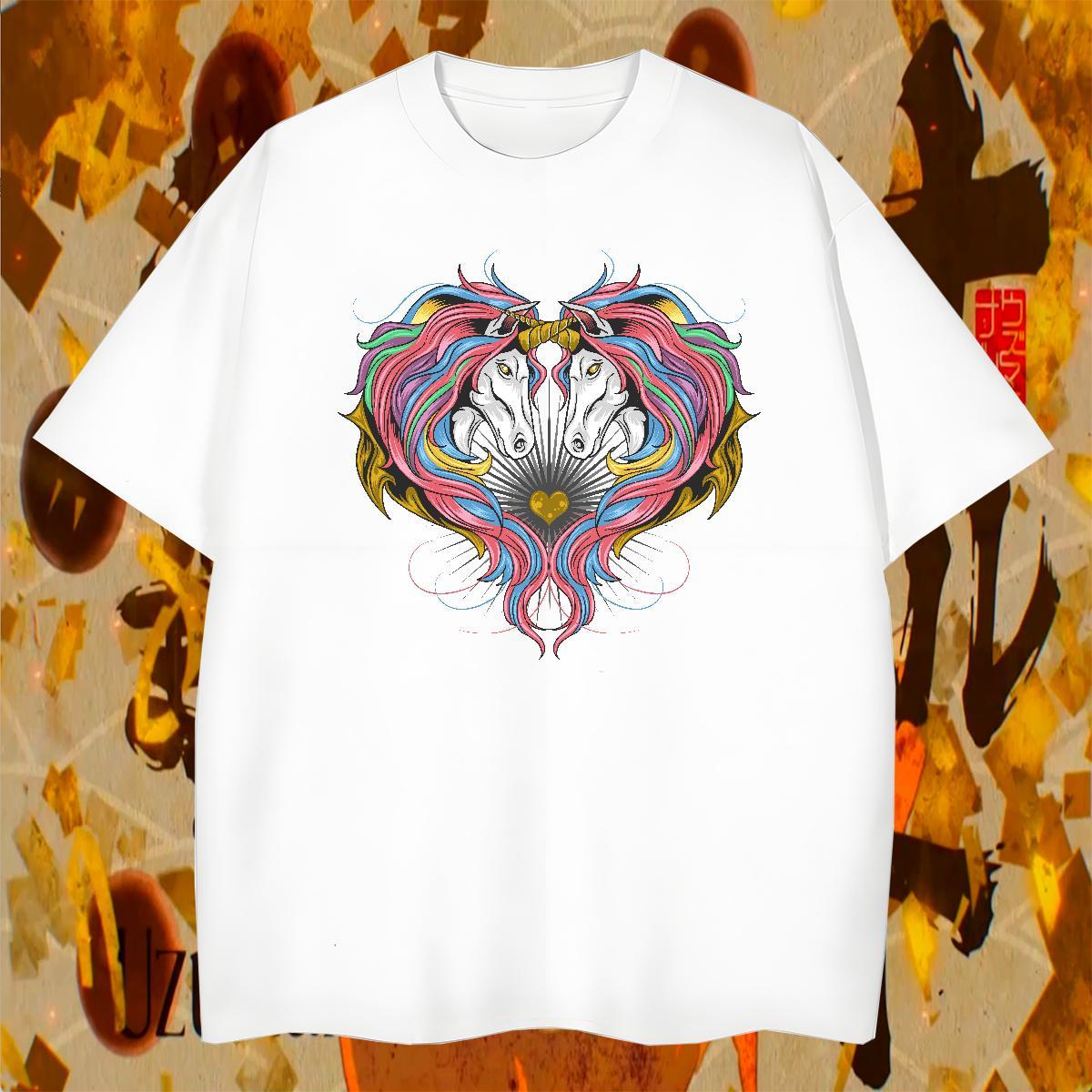 Comfortable T-Shirts for Men horse Breathable Short Sleeve Casual Daily Wear Oversized 230g 100% Cotton Tshirt for Man Woman Customized Tees Shirts