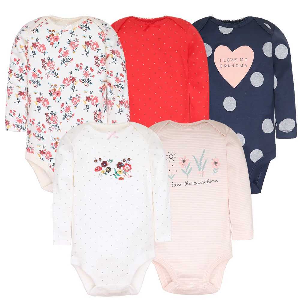 Baby Girl Clothing 5pcs/Batch Body Set 2023 Spring/Summer Preschool Boys jumpsuit Cartoon Newborn Clothing Baby Clothing Set Cotton W240812